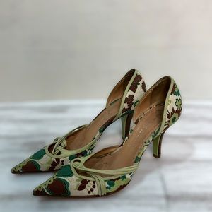 Casadei | Lime Green Floral Pumps Size 5.5